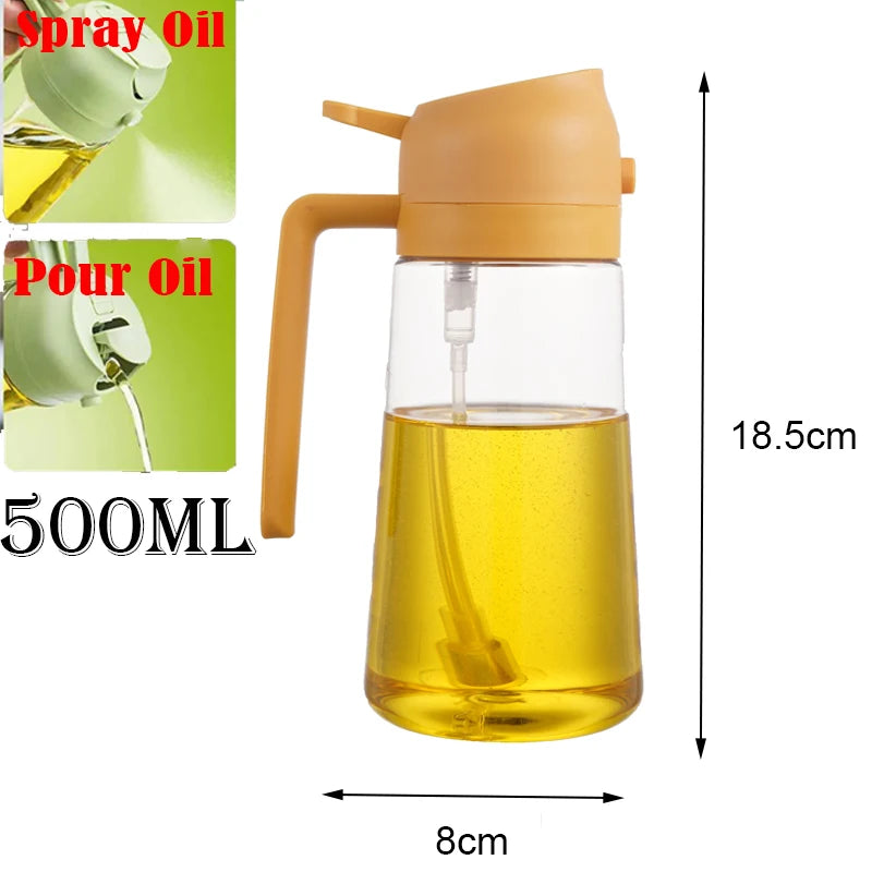 Oil Spray Bottle Oil Cruet Dispenser  Kitchen Items and Accessories 500ml Oil Spray for Cooking Plastics Spray Pour Camping BBQ