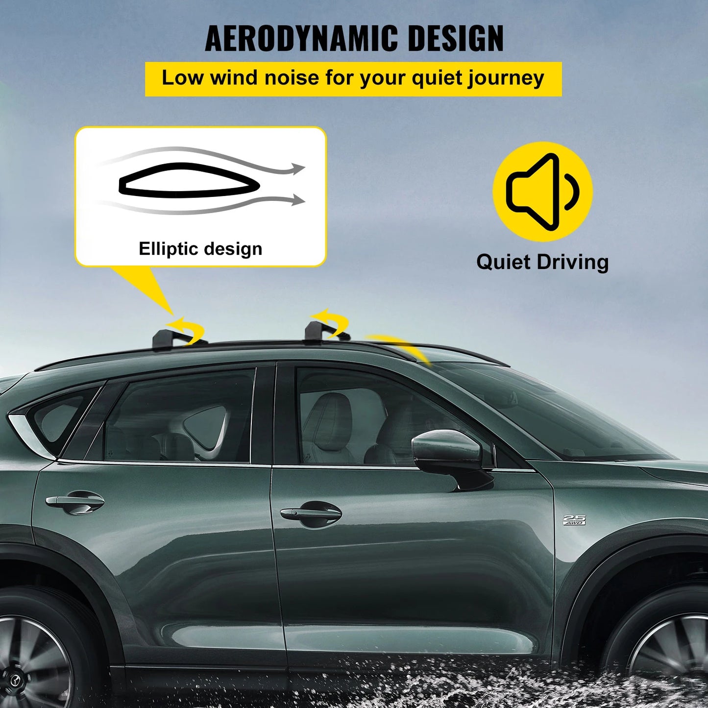 VEVOR Roof Rack Rail Cross Bar 165LBS Aluminum Roof Rails Crossbars Replacement Cross Bars Cargo Carrier for CX-5 CX5 2017-2019
