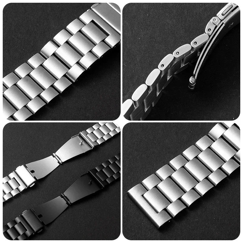 22mm 20mm Stainless Steel Band For Amazfit GTR 47mm 42mm Pace Stratos 2 3 Bip 3 5 6 Bracelet Strap For Amazfit GTR4 3 2/Active 2