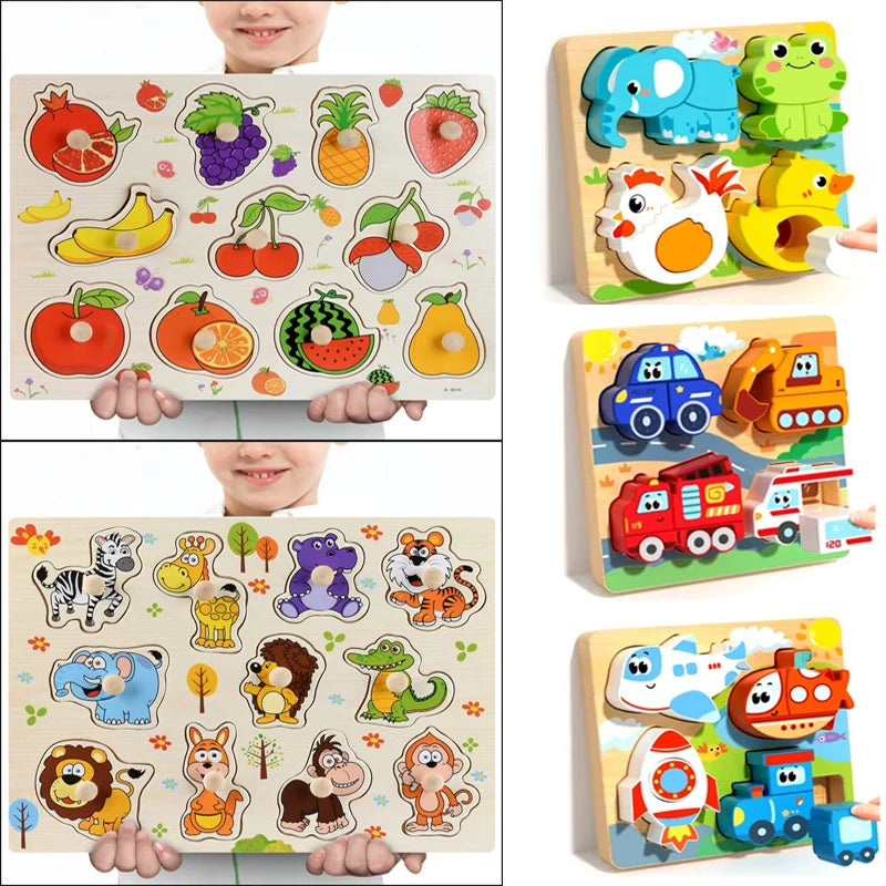 Wooden Puzzle Montessori Toys for Baby 1 2 3 Years Old Kids Alphabet Number Shape Matching Games Children Early Educational Toys