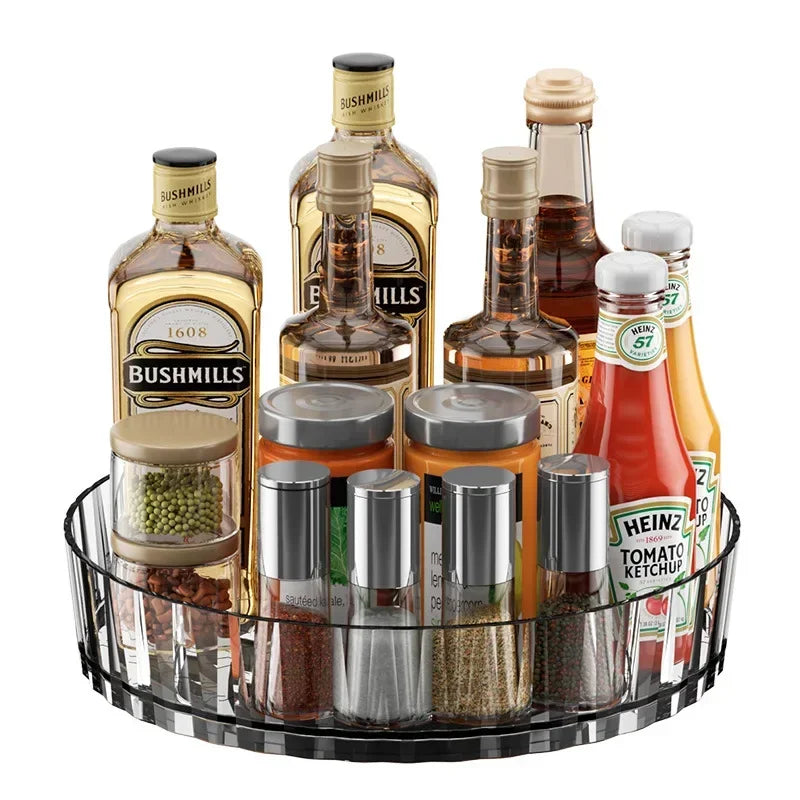 1pc Rotating Tray Spice Rack Pantry Cabinet Turntable With Base Storage Bin Kitchen Organizer For Seasoning Cosmetic Storage Box