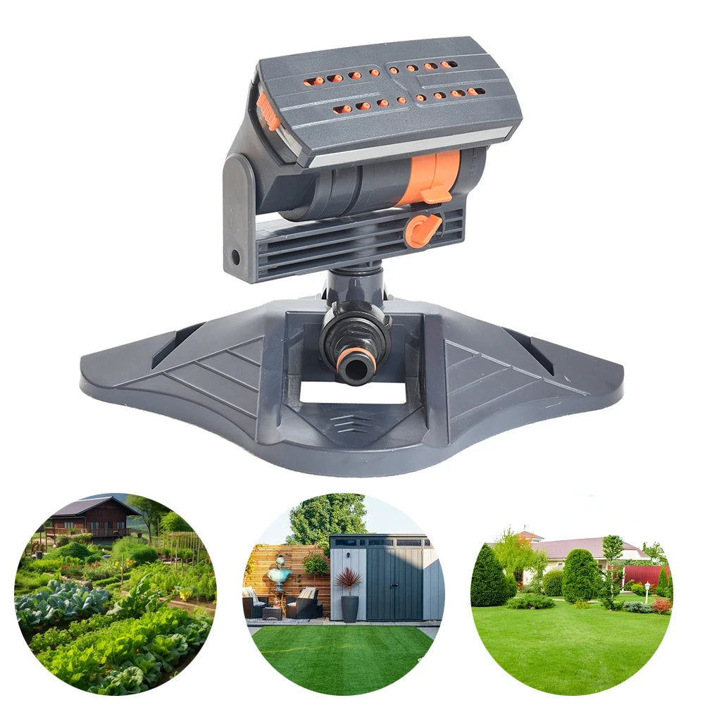 Mini Oscillating Sprinkler Large Coverage Adjustable Rotating Lawn Sprinkler 16Holes Watering Grass Sprinkler for Outdoor Garden