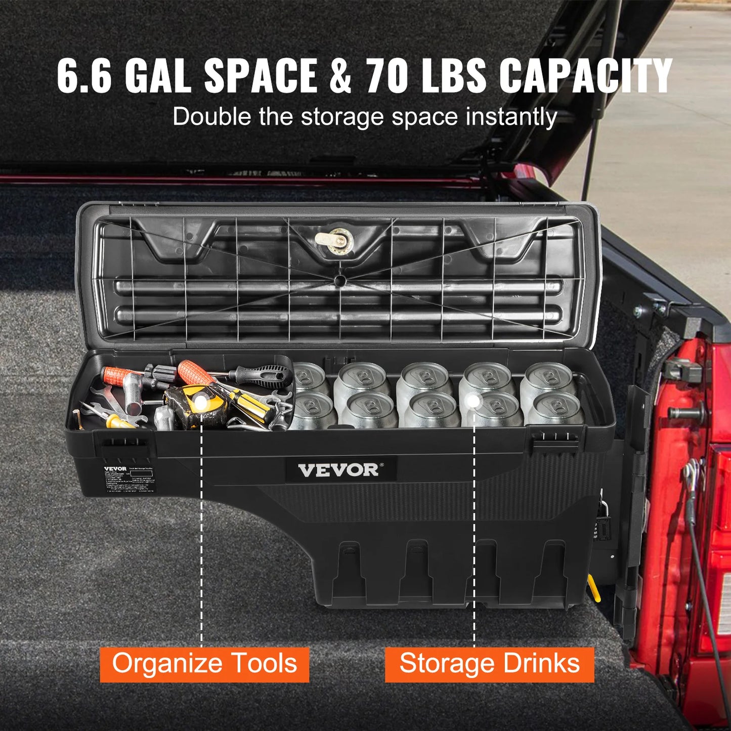 SucceBuy Truck Bed Storage Box Lockable Waterproof and Durable Compatible with Ford F-150 2015-2021 Passenger Side