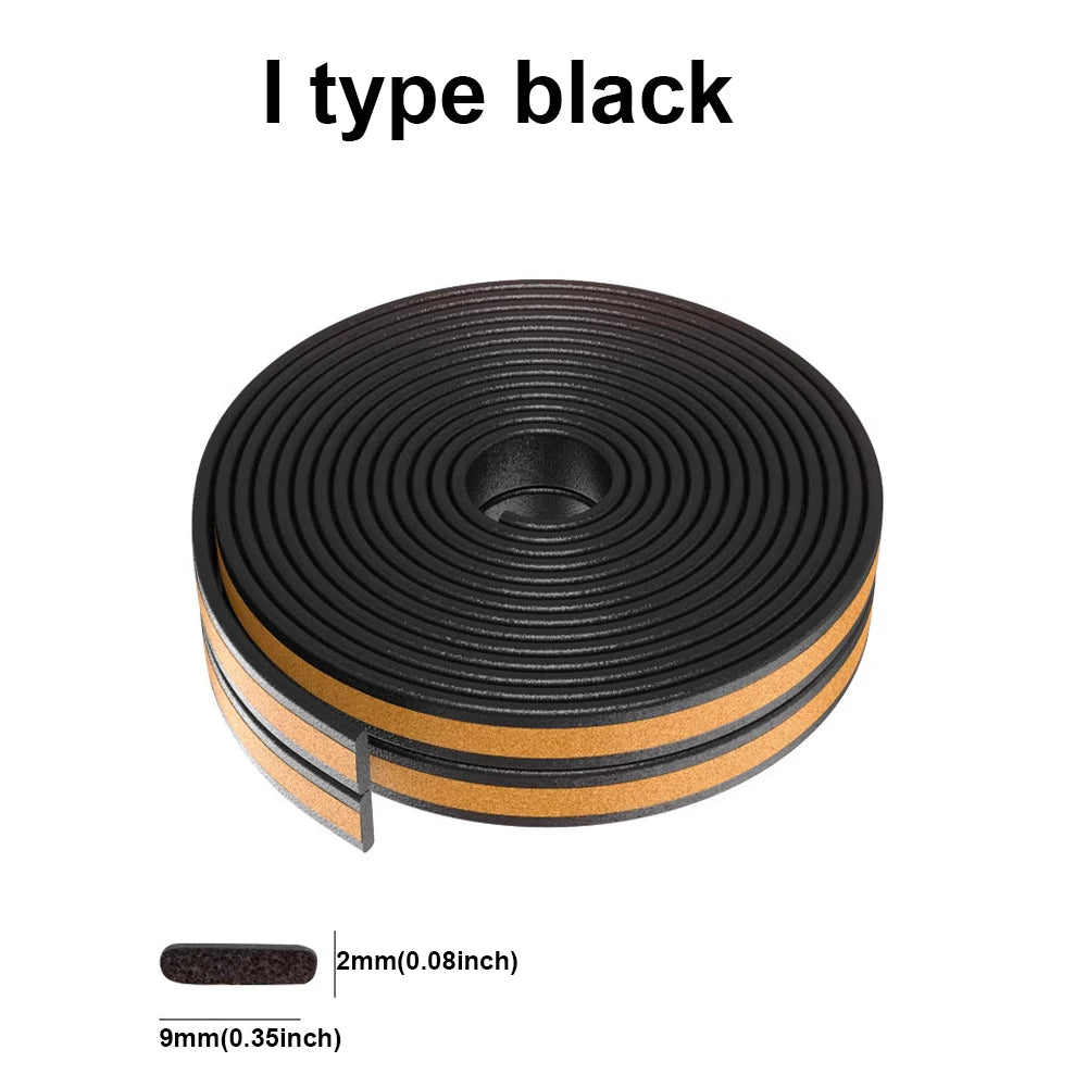 5m/10m DIEP Shape Door Seal Strip Self-adhesive Window WeatherStripping Insulation Noise Rubber Sealing Strip Draft Stopper Tape
