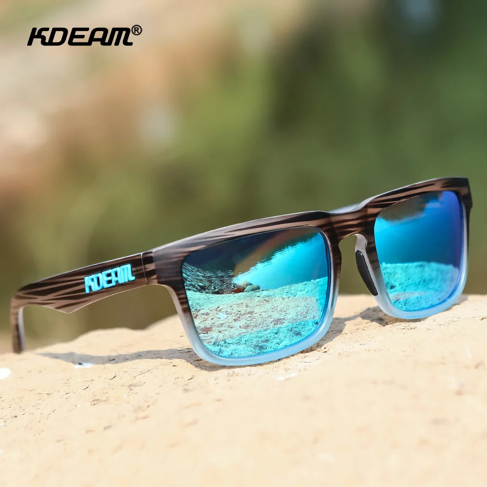 KDEAM Square Men's Polarized Sunglasses Outdoors Lifestyle Coating Sun Glasses New Matching Colors With Box