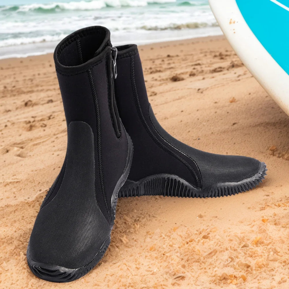 Neoprene Diving Boots Zipper Dive Boots Anti-Slip 5mm Surfing Snorkeling Diving Boots for Diving Snorkeling Surfing