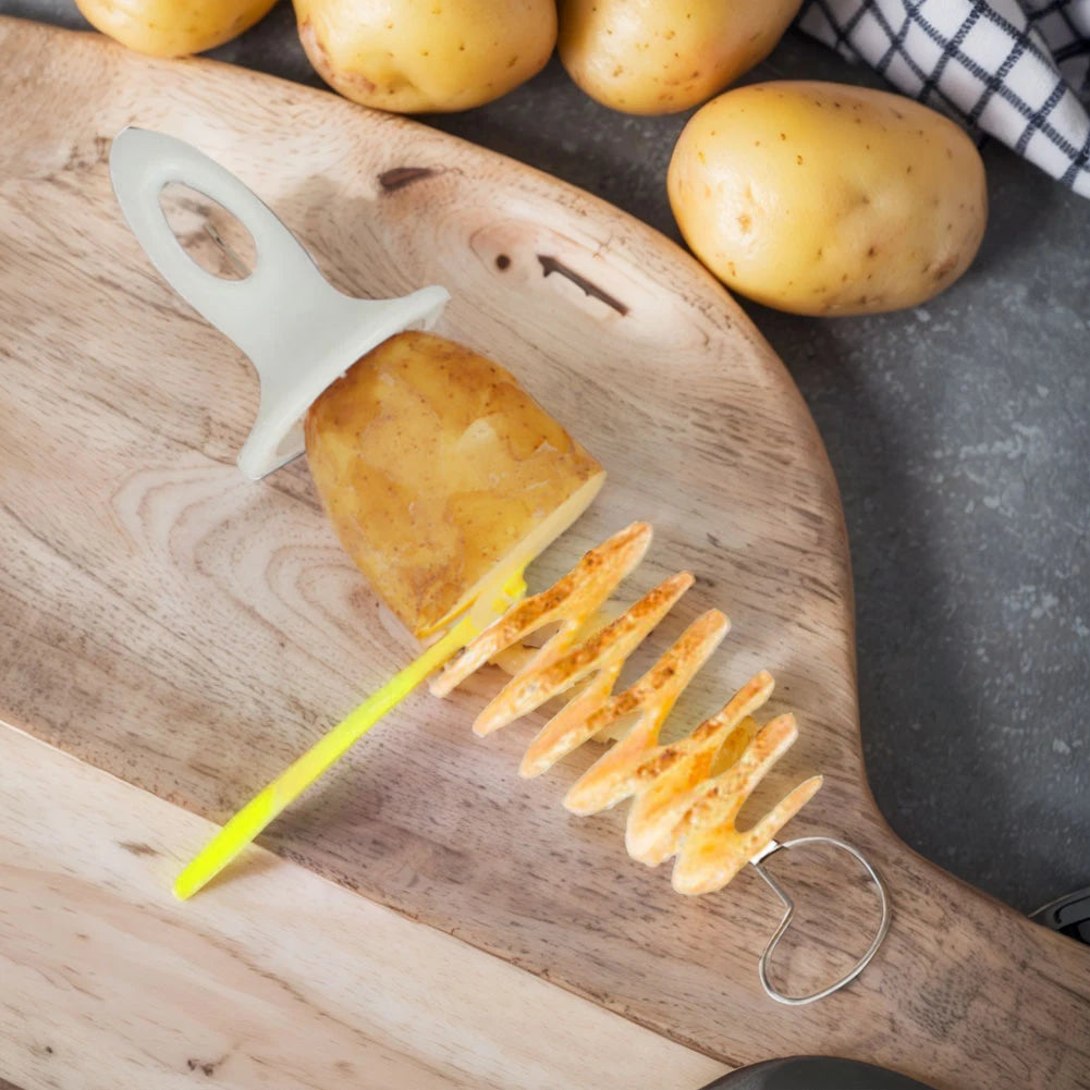 Tornado Potato Slicer with 4 Stainless Steel Sticks Spiralizer Chips Maker Manual Twisted Potato Slicer Kitchen Gadgets
