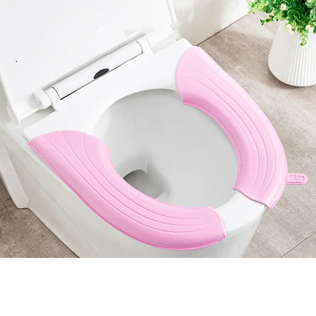 2Pc/Set Waterproof Toilet Seat Cover, Washable Universal Soft Toilet Seat Cushion, Solid Color Bathroom Accessories