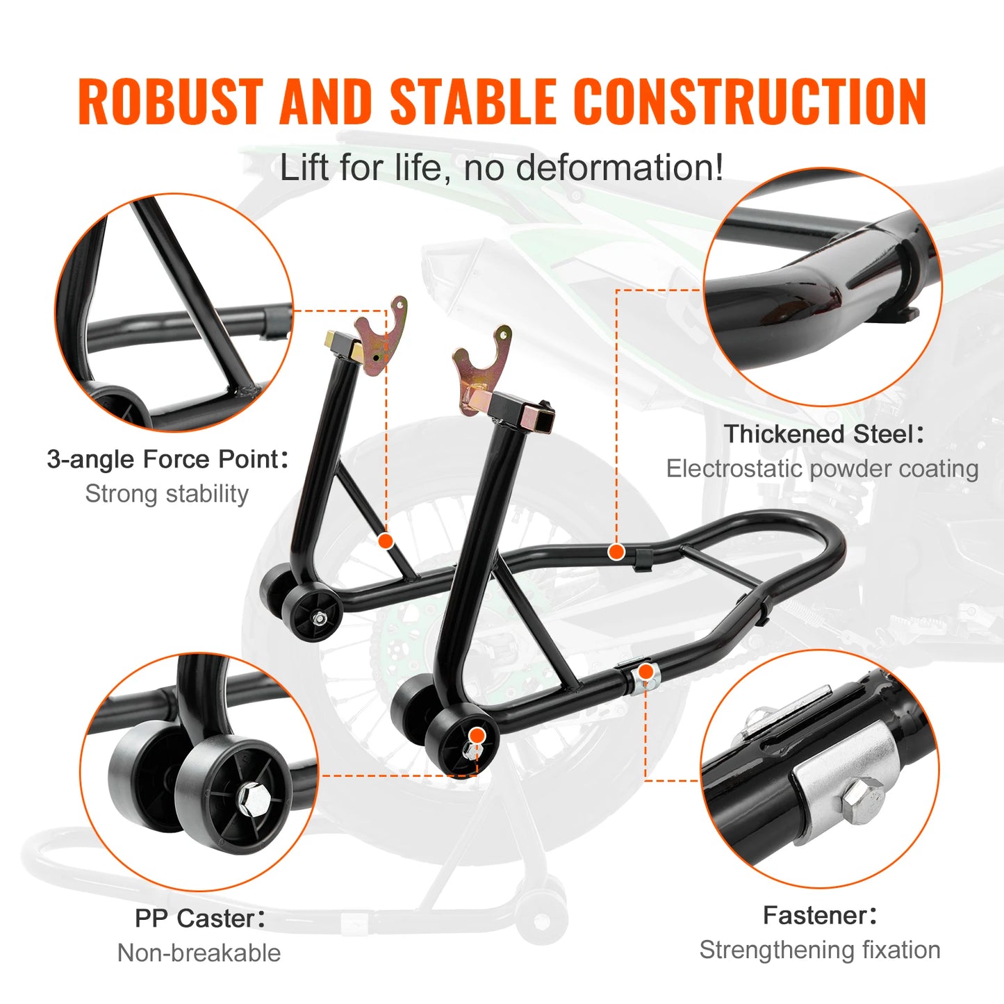 SucceBuy Motorcycle Stand Lift 850lbs Front Rear Combo Stand Lift Front and Rear Wheel Fork Stand Heavy Duty Rear Wheel Stand