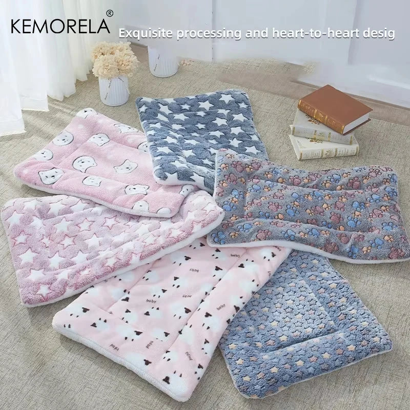 KEMORELA Flannel Pet Sleeping Mat Dog Bed Winter Puppy Bed Dog Sofa Mattress Cushion for Small Large Dog Blanket Pet Supplies