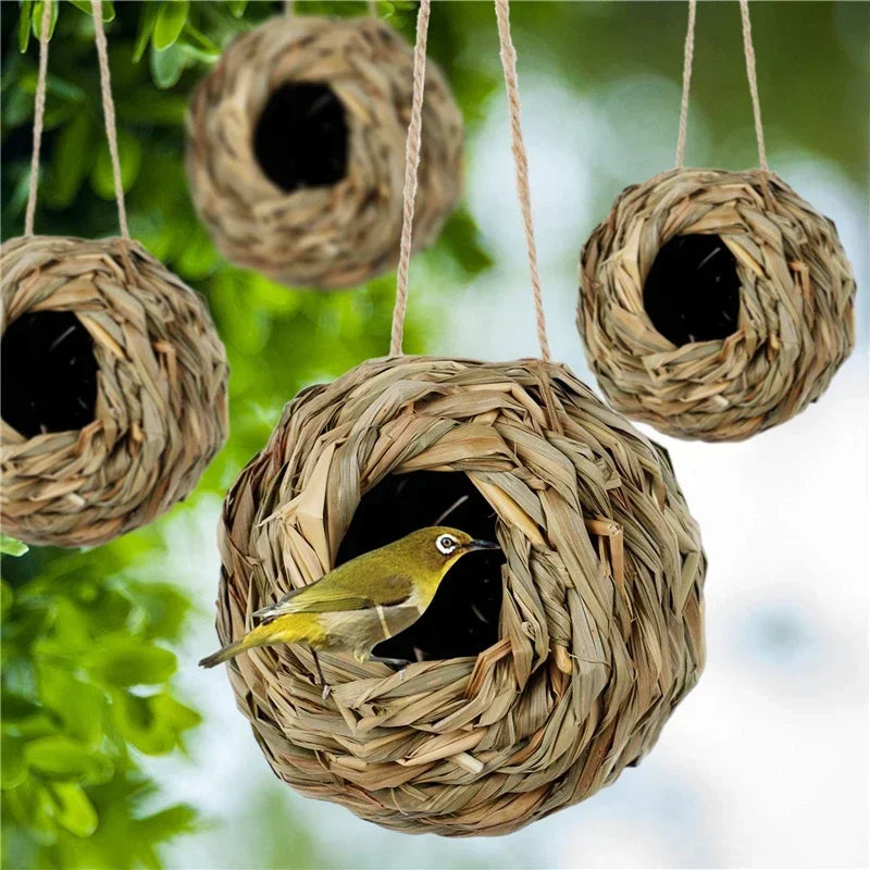 Birds Nest Bird Cage Grass Egg Cage Bird House Outdoor Decorative Weaved Hanging Parrot Nest Houses Pet Bedroom