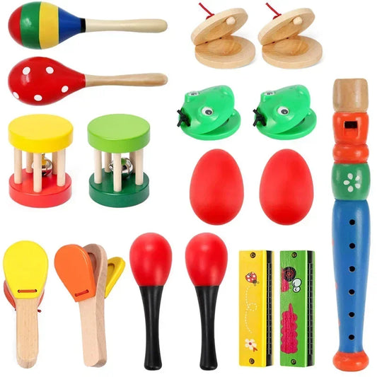 Kids Musical Instruments for Toddlers Xylophone Castanets Maracas Tambourine Harmonica Trumpet Preschool Early Learning Toys