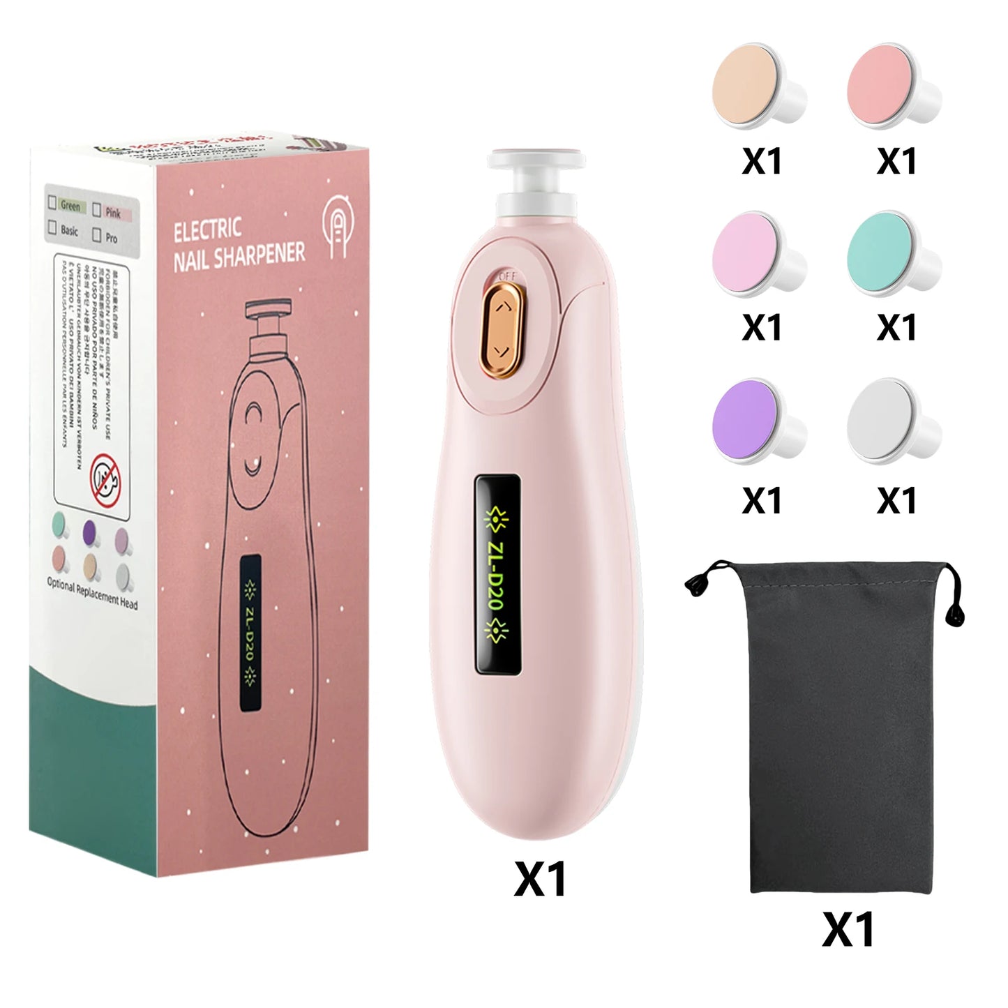 Baby Nail File Electric Baby Nail Care Set with LED Light, Baby Nail Trimmer for Newborn/Infants/Adults Toenails and Fingernail