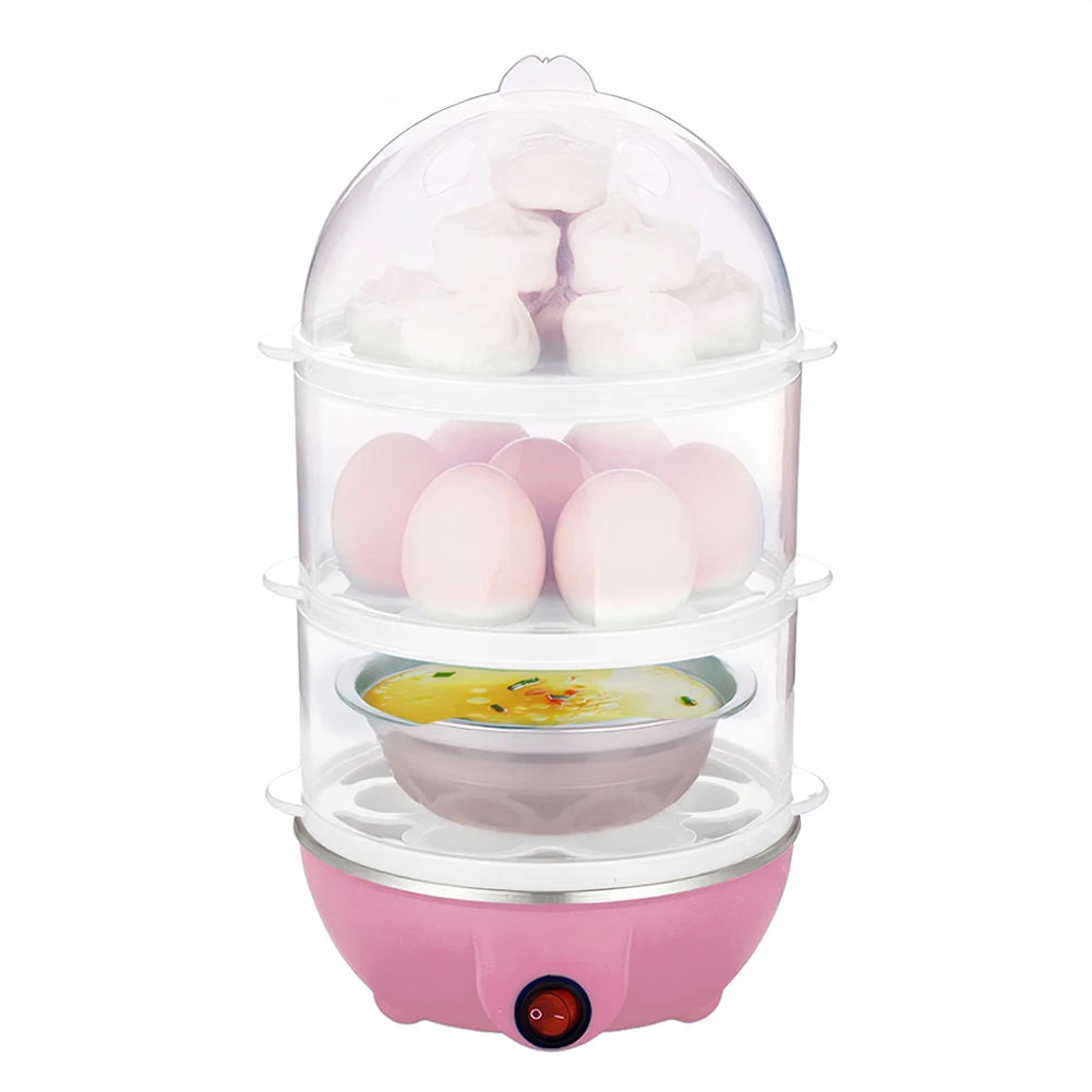 220V Electric Egg Boiler Rapid Heating Multifunctional Egg Cooker Auto-Off Portable Milk Steamer for Cooking Breakfast Machine