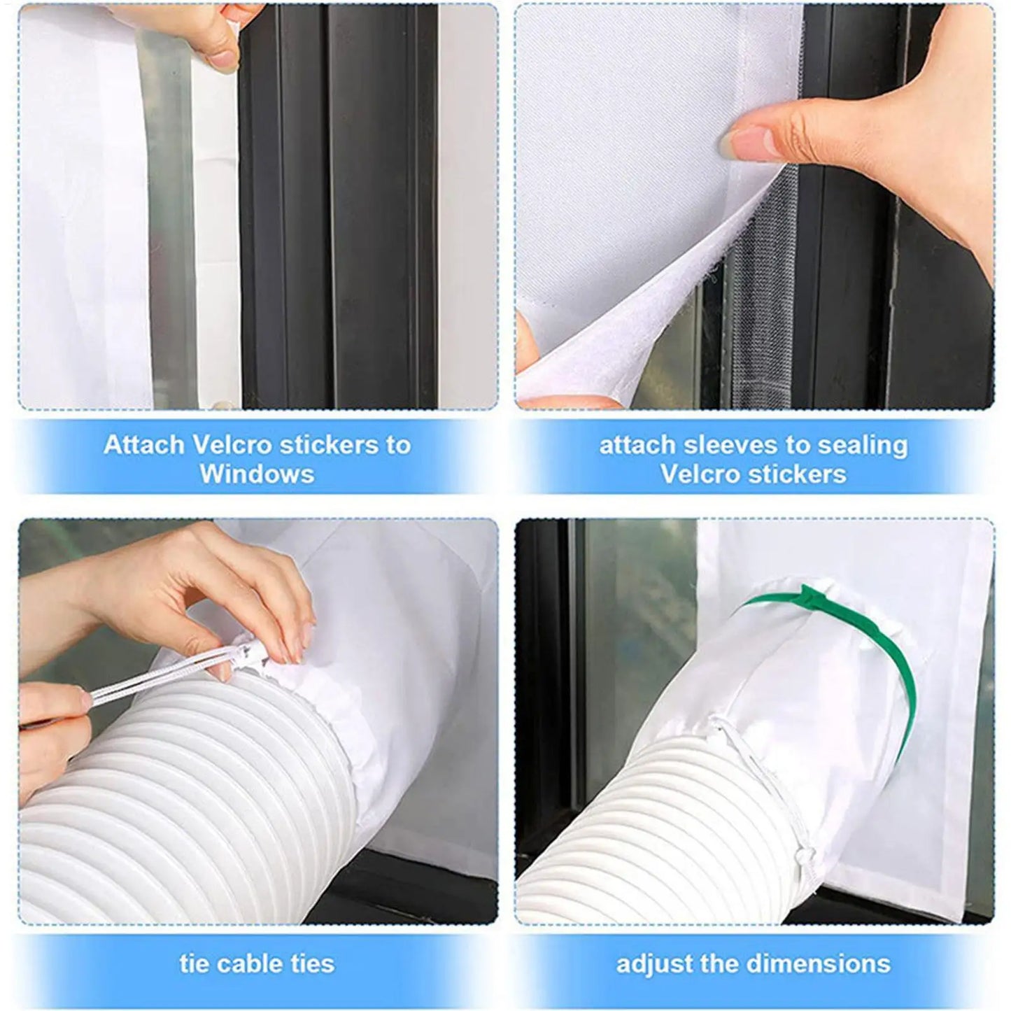 Portable Air Conditioner Window Seals Hot Air Stop Universal Mobile Air Conditioner Outlet Window Sealing Kit Flexible Cloth
