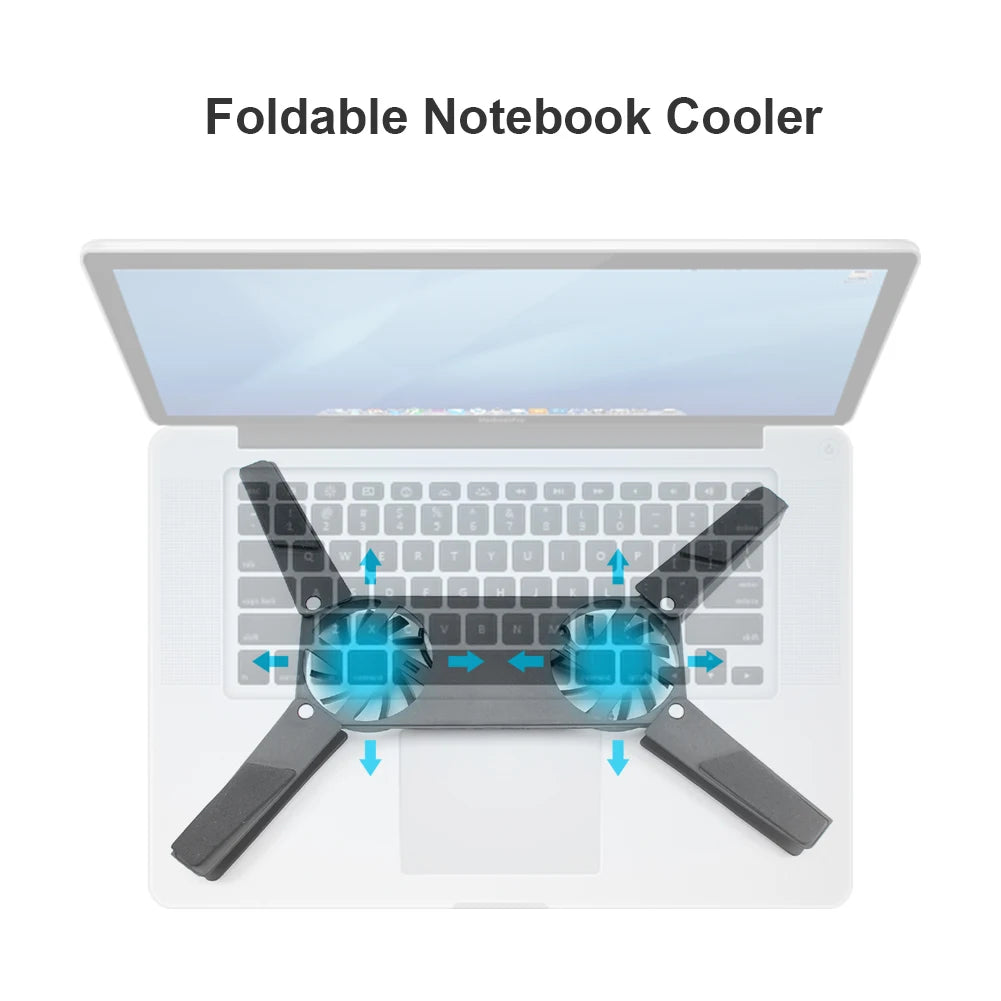 1-5PCS Foldable Cooling Pad Laptop Cooler with 2 Fans Laptop Stand USB Powered for 7-15 inch Notebook PC Display Cooler Holder