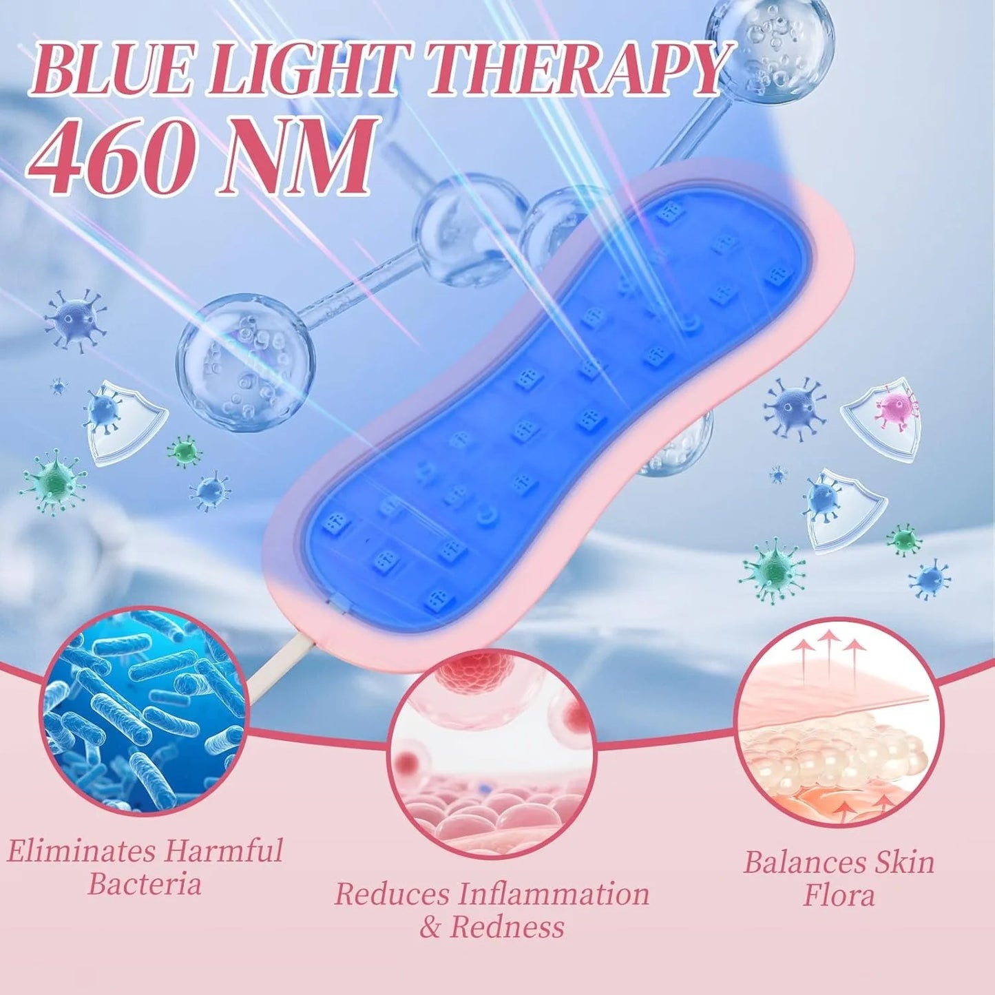 Red Light Therapy Device for Women Vulva Itching Vaginitis Dysmenorrhea 4-in-1 Intimate Care Silicone Pad 660nm 460nm 850nm