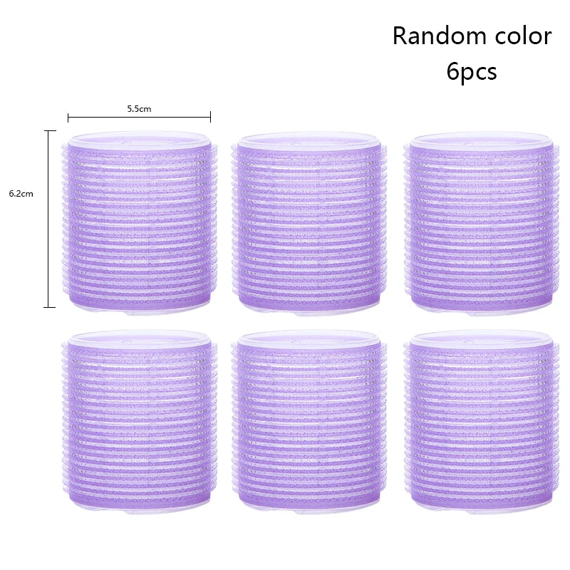 6pcs Self-Grip Hair Rollers Heatless Hair Curler No Heat Hair Bangs Volume Self-adhesive Hook&Loop DIY Hair Curler Styling Tools