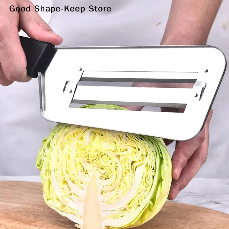 Stainless Steel Double Blade Cabbage Manual Slicer Multifunctional Cabbage Slicer with Handle Manual Vegetable Chopper