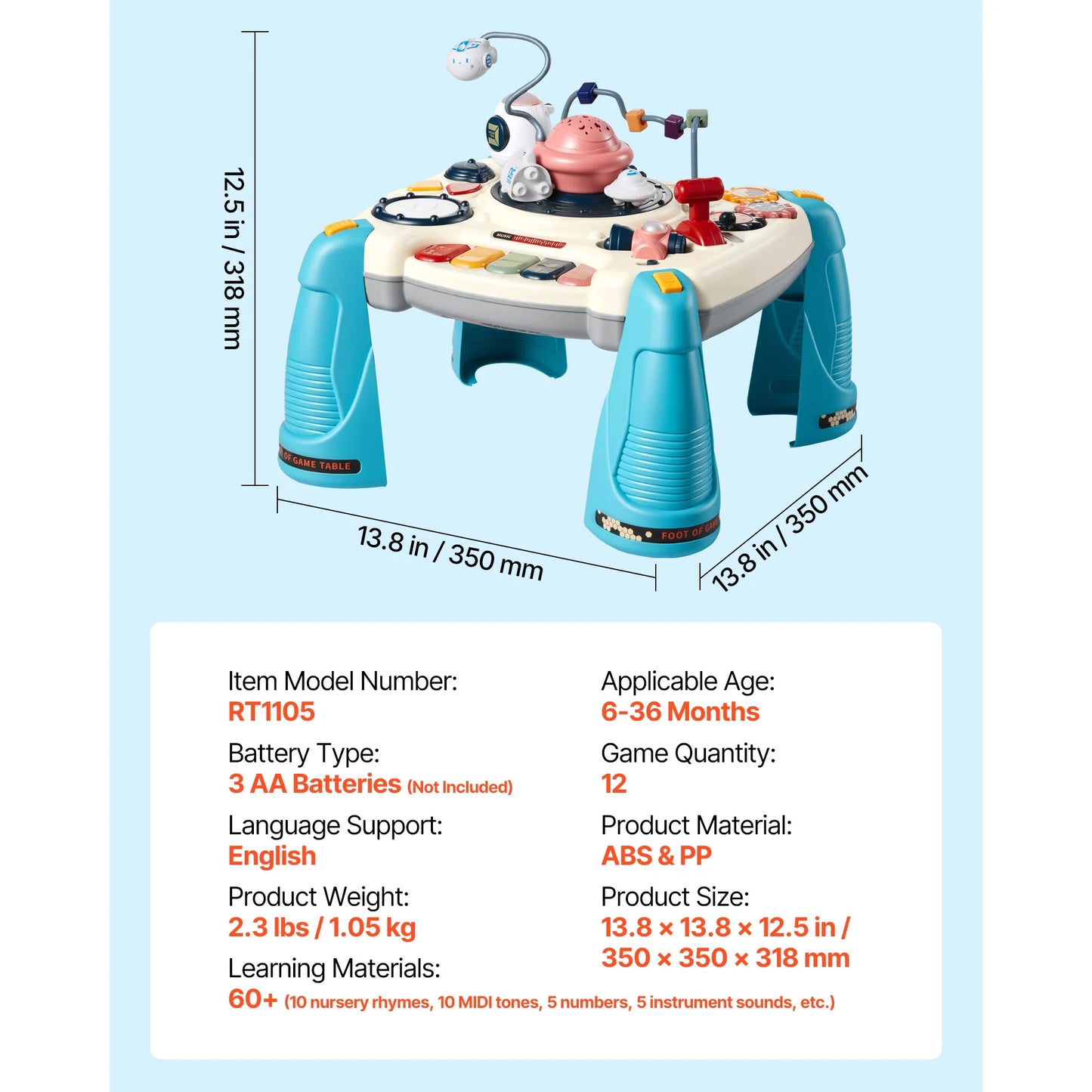 SucceBuy Baby Spacecraft Musical Table Toys with Space Theme & Soft-glow Star Projector & 60+ Sound Sources for Kids