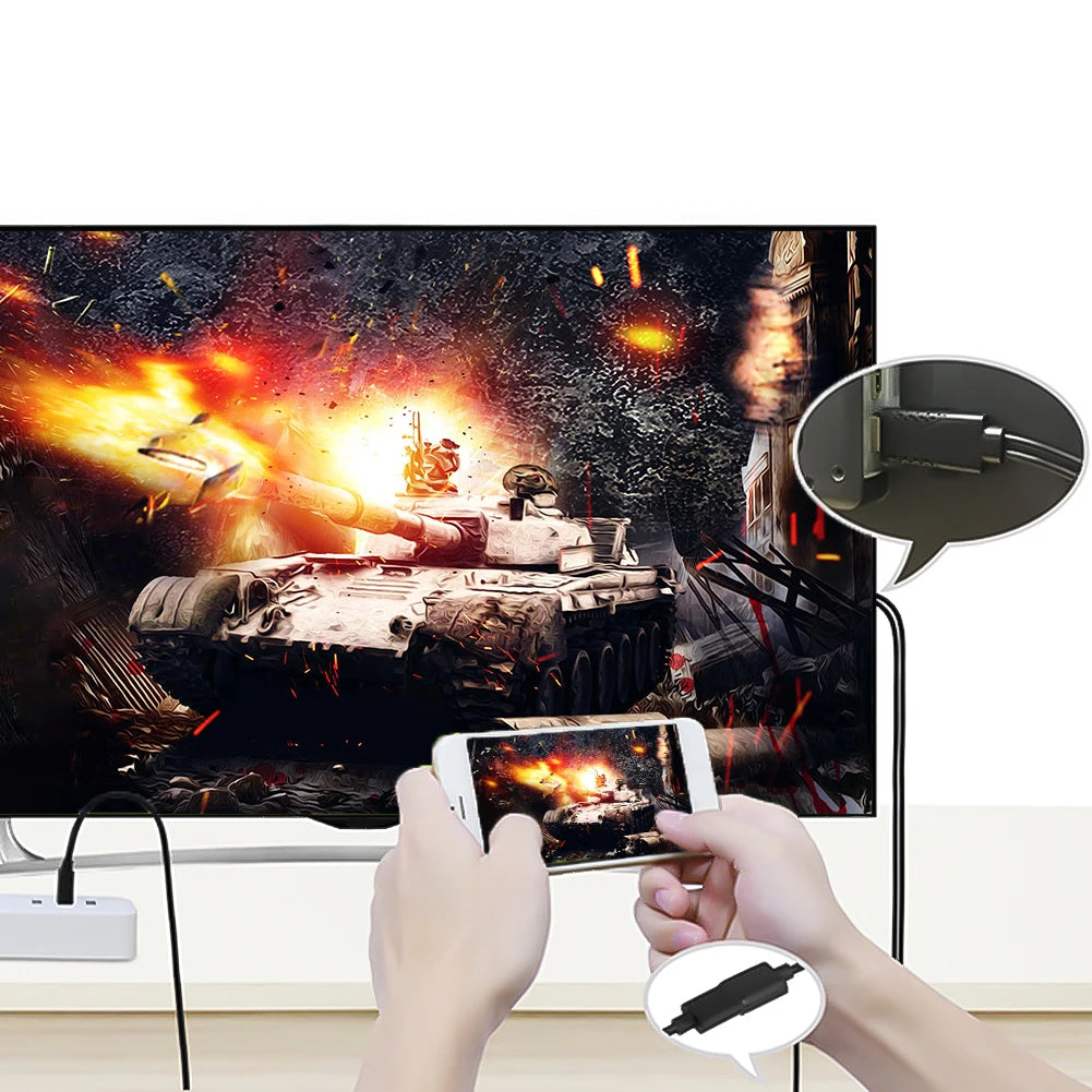 2 in 1 USB Female To HDMI-compatible Male HDTV Adapter Cable 1080P HD TV Projector Displays Converter for iPhone Samsung