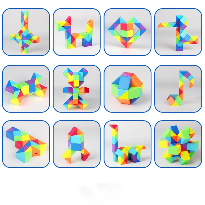 SENGSO 24/36/48/60/72/96 segments Fidget Snake Cube Puzzle Toys - Party Favors & Goodie Bag Fillers, Rainbow Colors