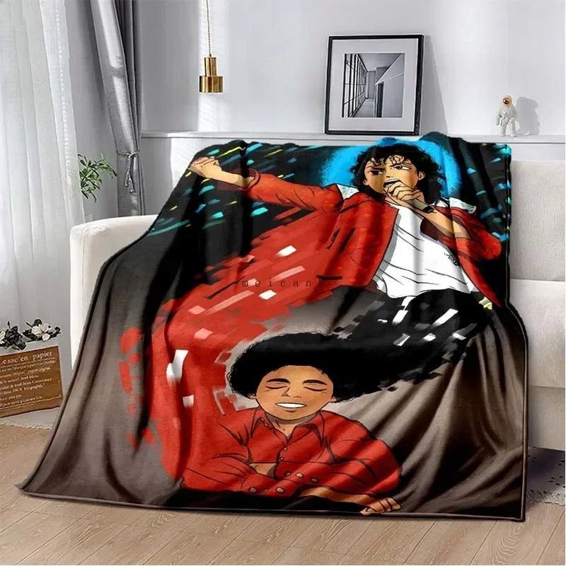Pop Music Michael J-Jackson Printed Flannel Blanket , Warm  Soft Cozy Blanket Flannel  Livingroom  Home Decor Birthday Gift