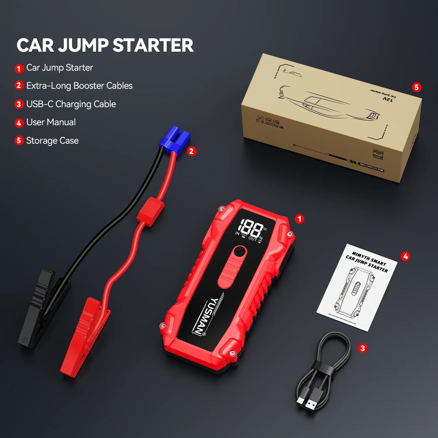 12V Car Emergency Power Supply 6000mAh Car Starting Device Car Starter with Lighting Portable Car Battery Power Bank Accessories