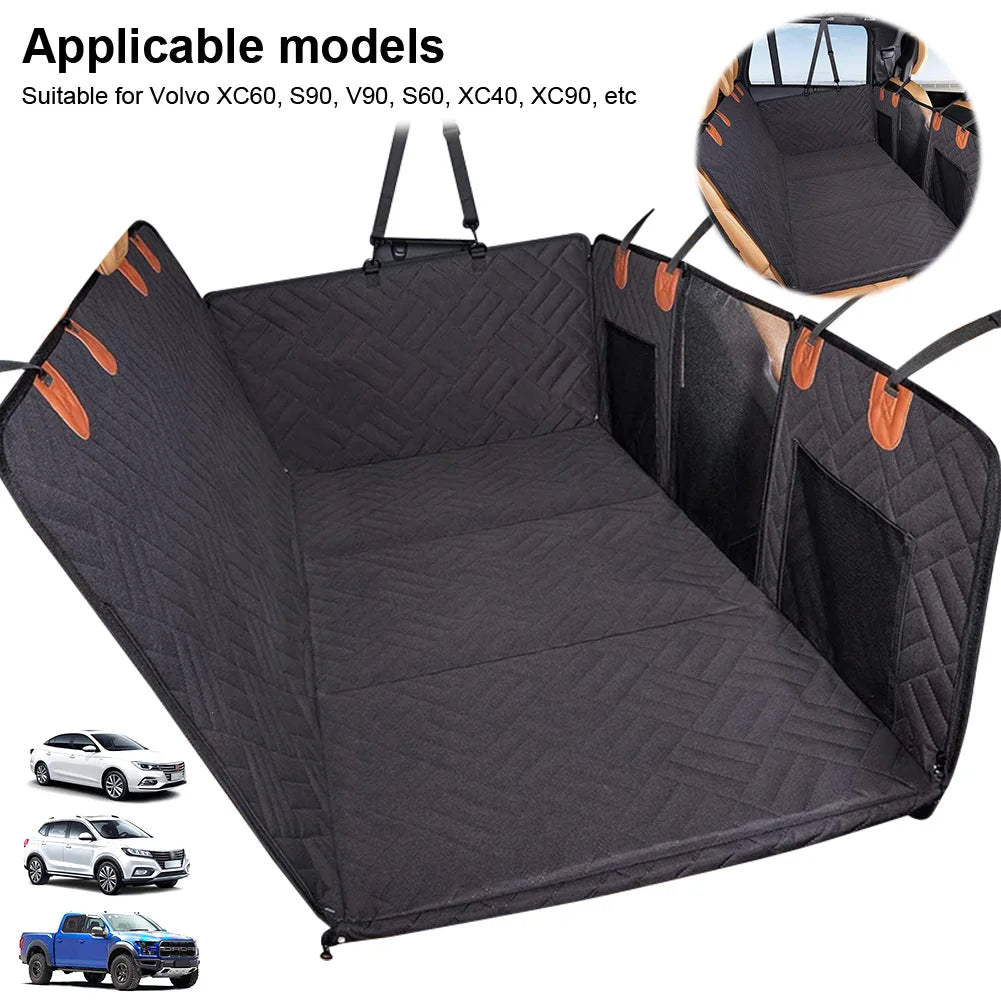 Car Rear Seat Dog Seat Cover up to 150kg Hard Bottom Rear Seat Extender 600D Heavy-Duty Anti-Scratch Washable Dog/Cat Hammock fo
