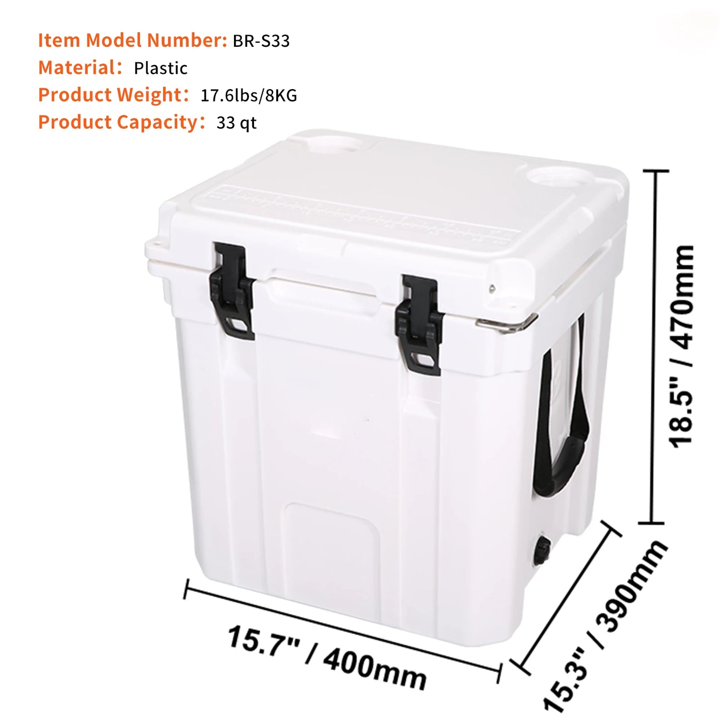 SucceBuy 25/33/45/52QT Portable Hard Cooler Fully Insulated Ice Chest Cooling Box Goods Basket for Beach Outdoor Camping Travel