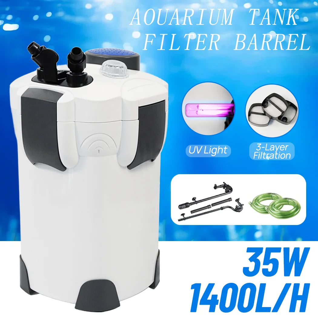 PORIYA HW-303B 1400 L/H Aquarium External Canister Filter Aqua Fish Tank Pond Pump