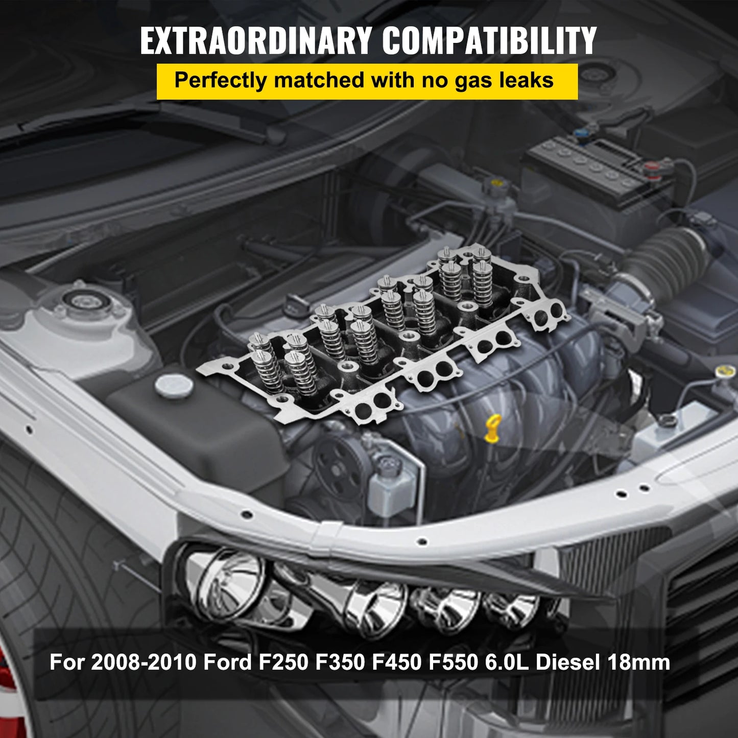 SucceBuyCylinder Head Assembled Engine Cylinder Head Assembly Replacement 6.4L Cast Iron Cylinder Head Fit for 08-10 Ford F250