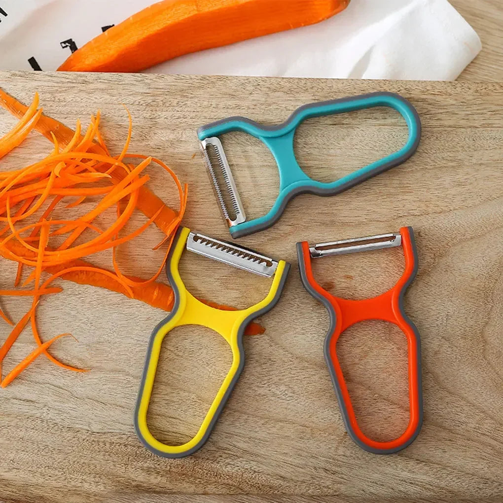 3Pcs Stainless Steel Multi-Function Potato Peeler Fruit Vegetable Chopper Mini Spud Slicer Grater Set Random Color Kitchen Tools