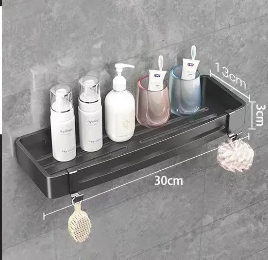 Bathroom Storage Rack Kitchen Organizer Shelf Black Shelves Corner Frame Iron Shower Punch Free Mounted Caddy Rack