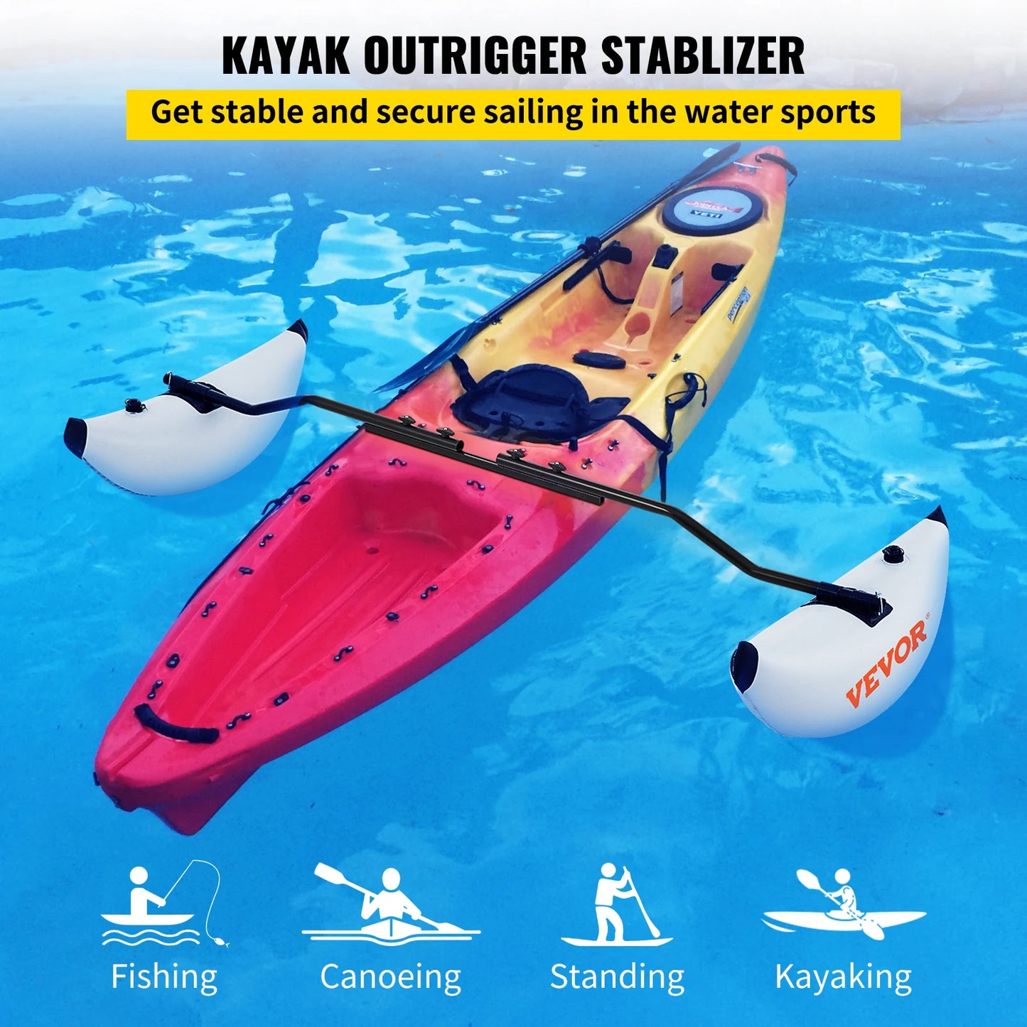 SucceBuy 2PcsKayak Outrigger Stabilizer Inflatable Outrigger Float Standing Float Stabilizer System Kit for Canoes Fishing Boats