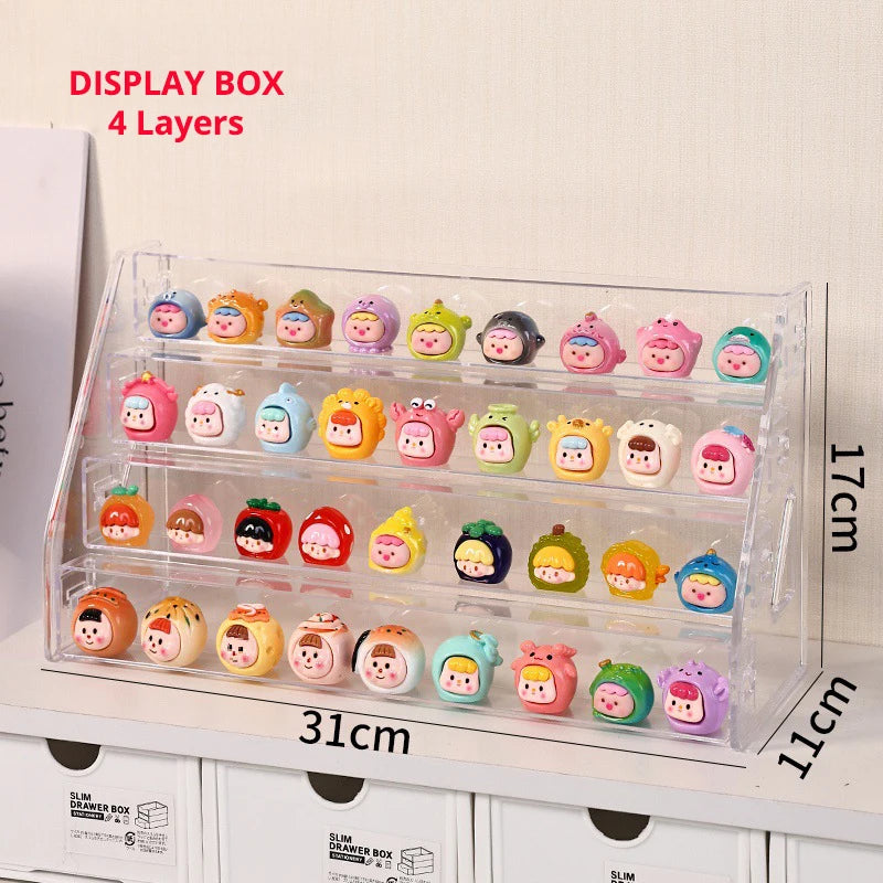 Transparent ABS Blind Box Display Rack Protect Cover for Mini Molly DIY Figure Doll Assemble Storage Box for Collector Cabinet