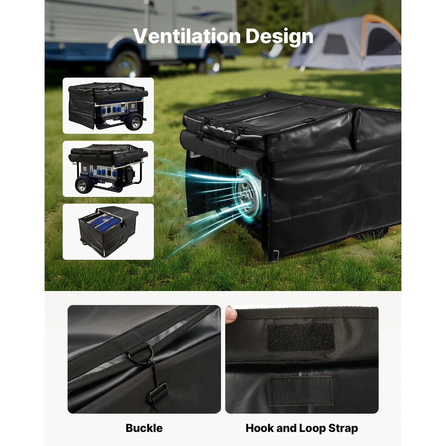 SucceBuy Generator Cover 34x24x21In Waterproof Universal Generator Cover for Most Generators 3500-12000W with 420D Oxford Fabric