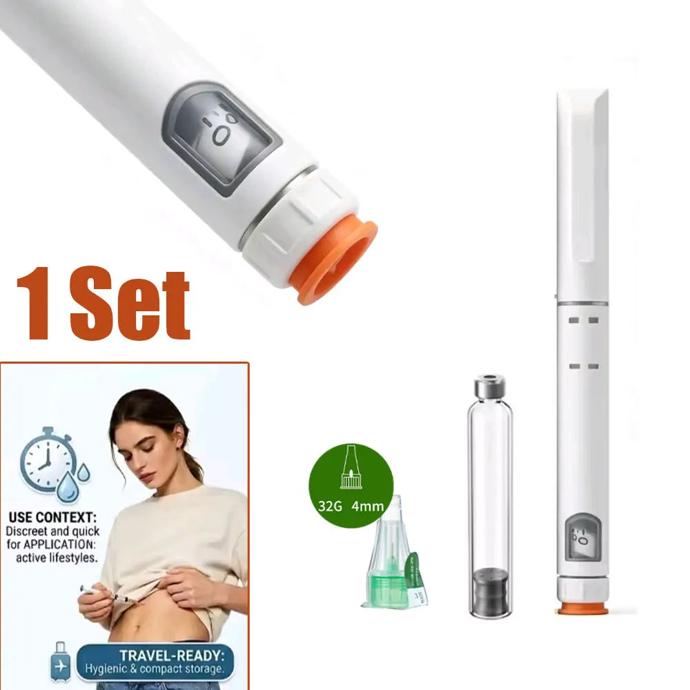 Disposable Sterile Injection Pen Insulin Injection Pen Adjustable Growth Hormone Dose 60U with 3ml Cartridges & 32G 4mm Pen Tip