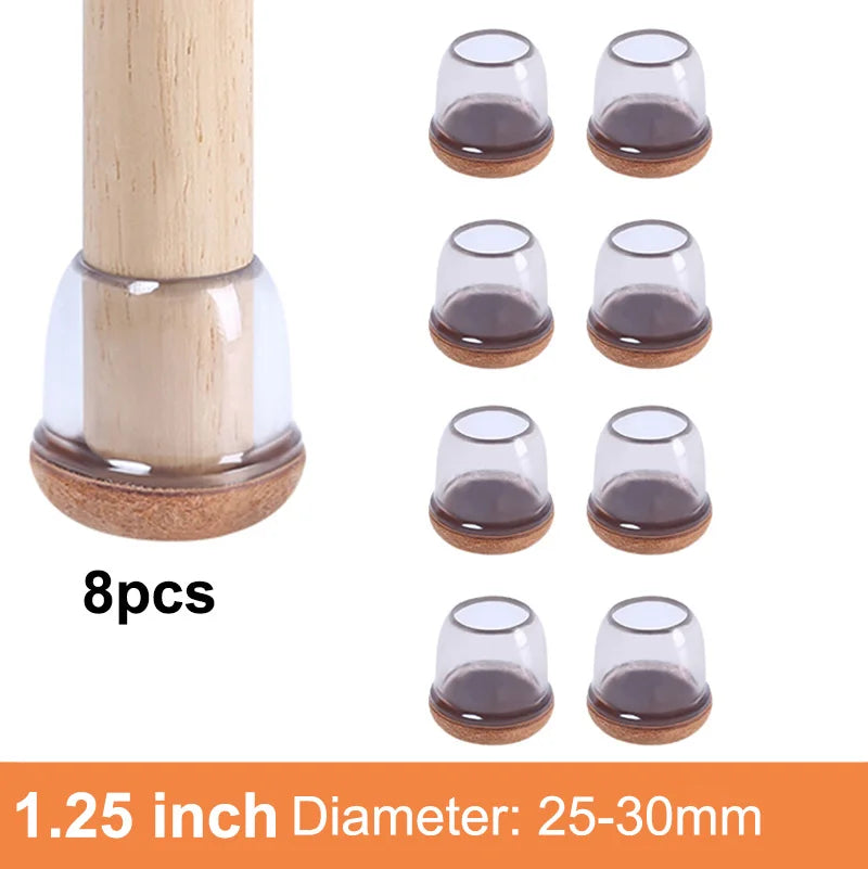 8PCS Table Chair Leg Protector Covers Silicon Furniture Floor Feet Cup Thick Felt Bottom Protector Feet Caps Reduce Noice