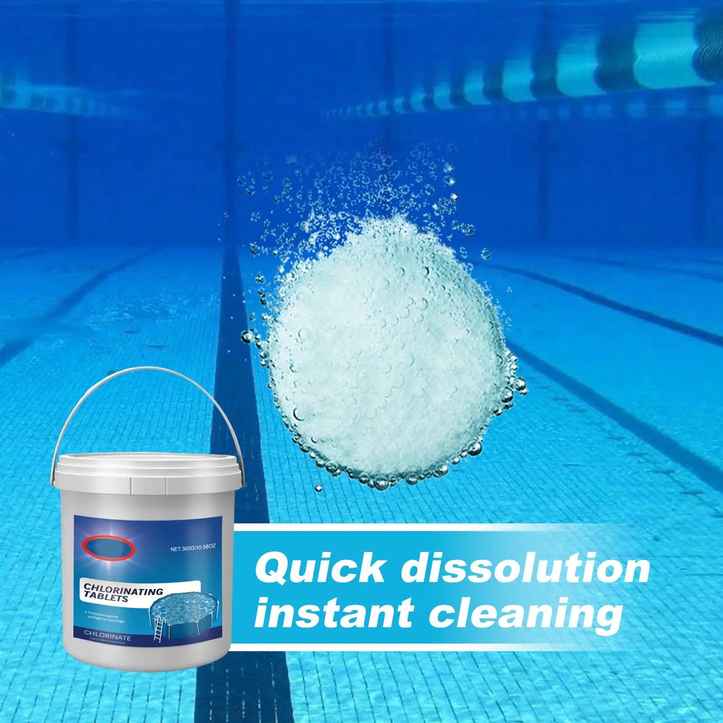 Pool Chlorinating Tablets 300g Multi-Purpose Pool Sanitizer Water Cleaning Effervescent Tablets for Swimming Pools Bathtub Spa