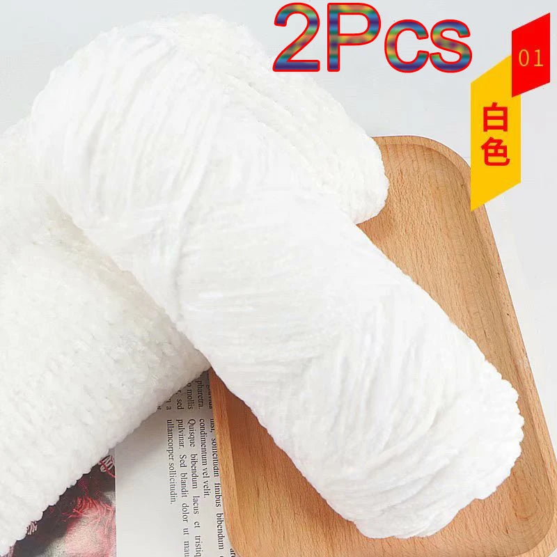 2Pcs Chenille Yarn hand Knitting 100% Polyester Velvet Yarn Crocheting Amigurumi bag line knit sweater blanket hat scarf threads