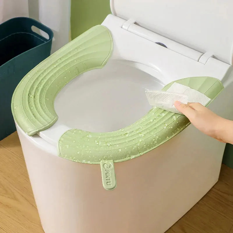 2Pc/Set Waterproof Toilet Seat Cover, Washable Universal Soft Toilet Seat Cushion, Solid Color Bathroom Accessories