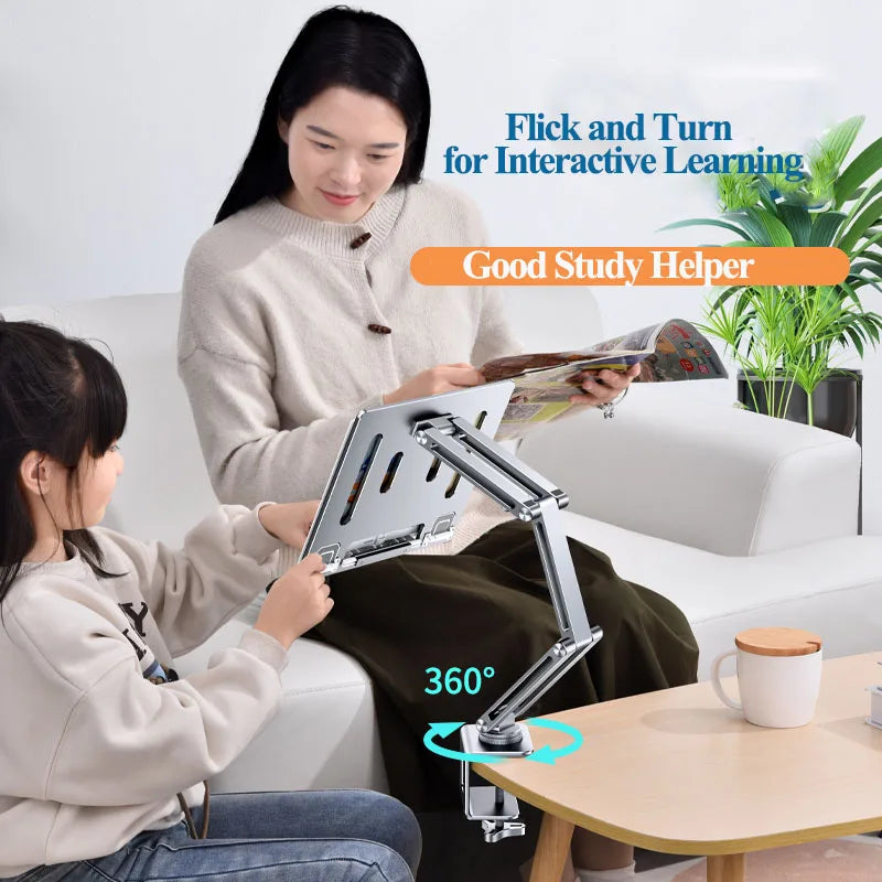 Oatsbasf Laptop Stand Clamp Tablet Hightening Support Holder Book Bracket Desktop Bed Lazy Stand 360°Rotating Hight Adjustable