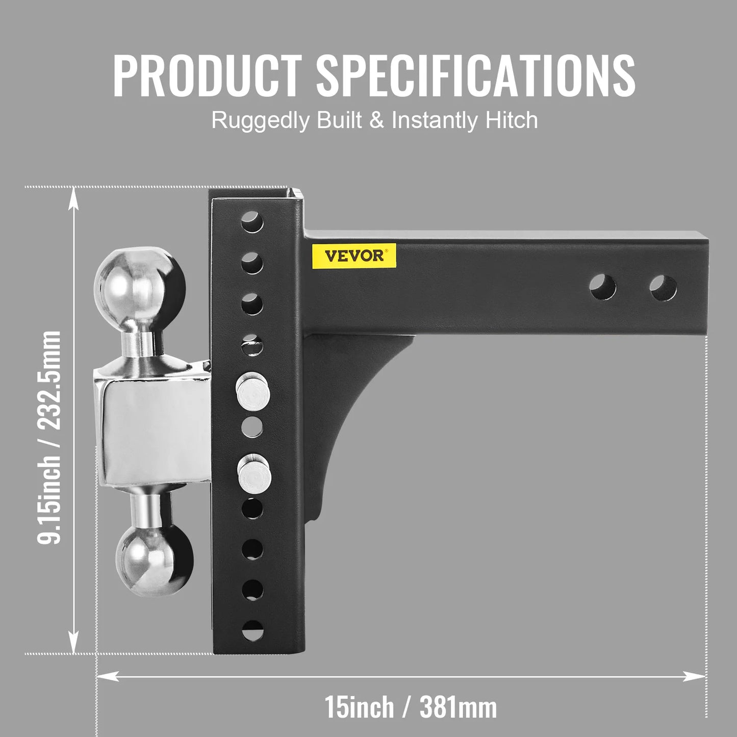 VEVOR Adjustable Trailer Hitch Heavy Duty 6/8" Rise & Drop Hitch Ball Mount Tow W/ Key Lock for Automotive Truck Trailers Towing