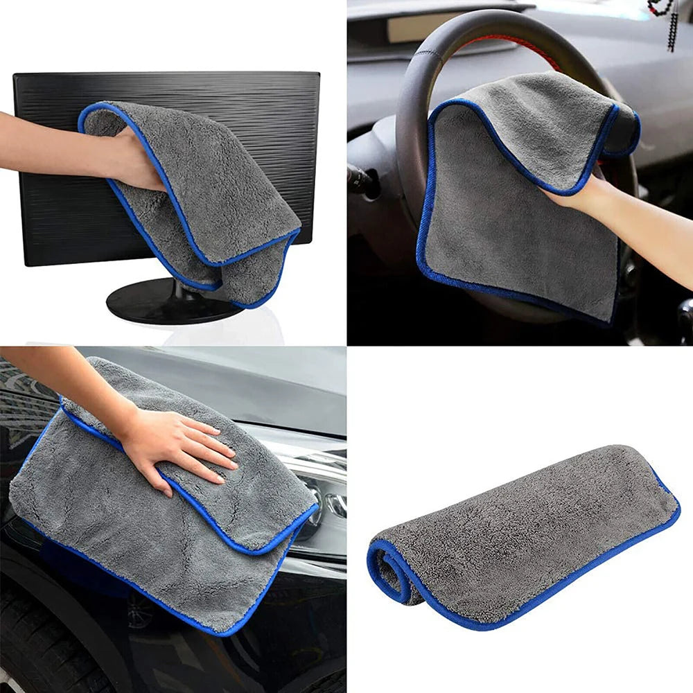 2PCS Microfibre Car Drying Towel Cleaning Cloth Microfiber Dish Glass 40x40cm 1200GSM