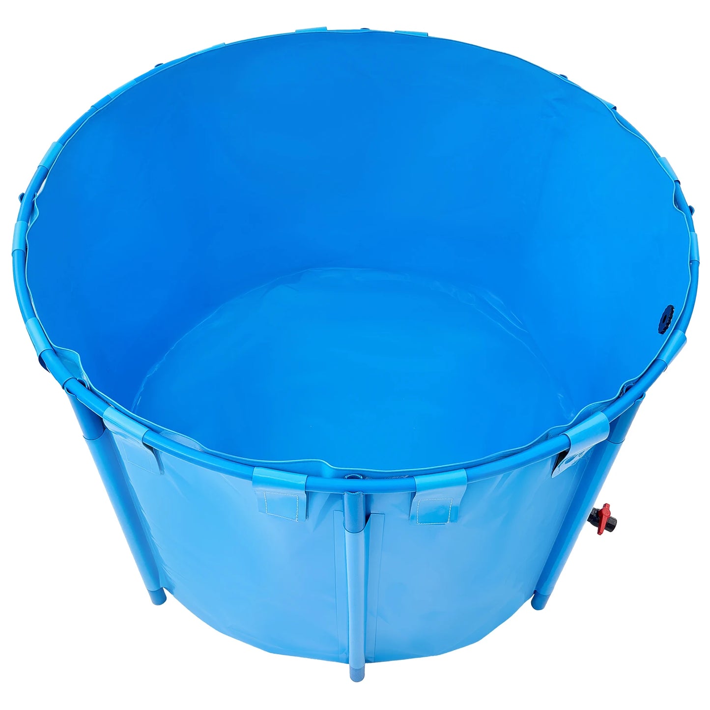 SucceBuy Canvas Fish Pond 448.8Gal Above Ground Fish Pond, Foldable PVC Koi Tank with Frame and Drain Valve for Aquaculture Blue