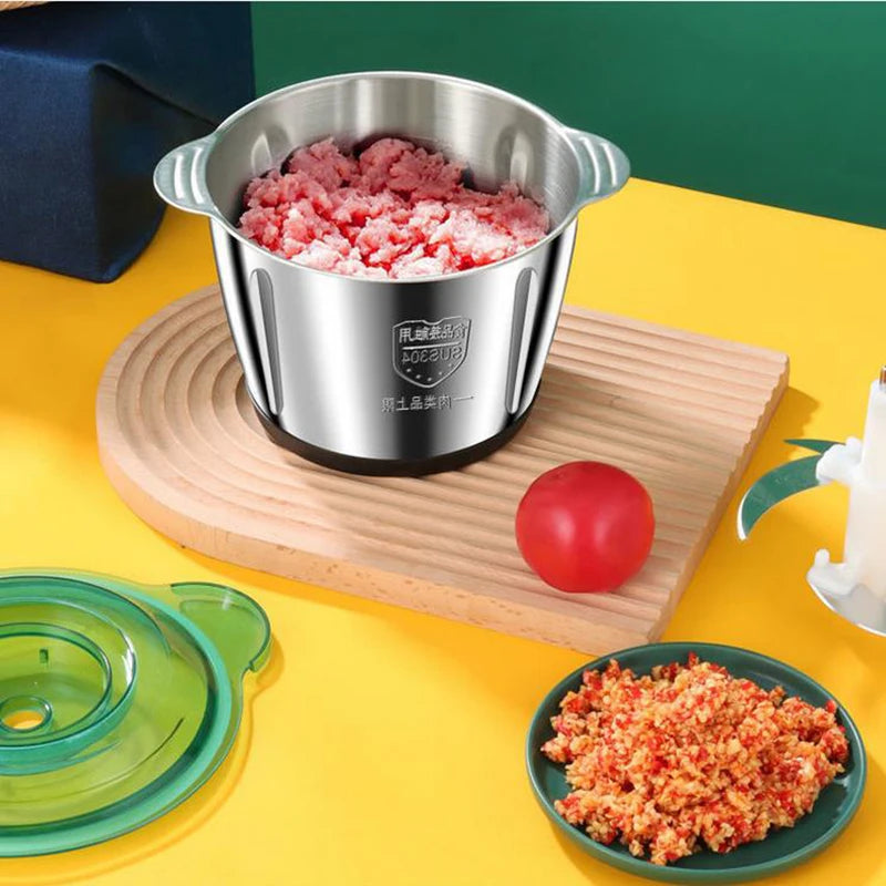 2L Electric Meat Grinder Stainless Steel Food Processor Multifunctional Vegetable Chopper Kitchen Blender Cutter