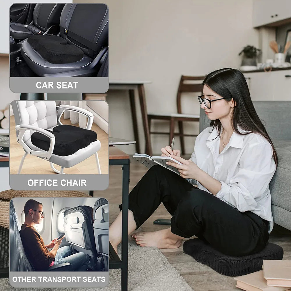 1-2pcs Orthopaedic Memory Foam Seat Cushion Support Back Pain Chair Pillow Car Coccyx