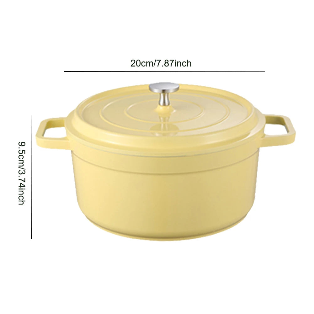Enameled Cast Aluminum Dutch Oven with Lid Non-Stick Heavy Duty Stock Pot Home Kitchen Enamel Stock Pot Multifunctional Cookware