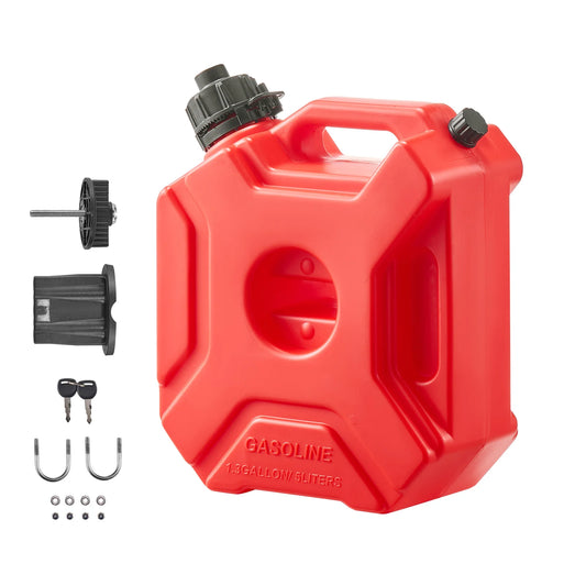 SucceBuy Fuel Container 1.3 Gal Secure Leak-proof Portable 15 L/min Max Flow Rate with Spout and Lockable Bracket for Most Cars